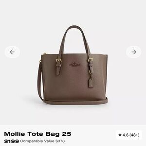 Coach Mollie Tote Bag in Dark Brown